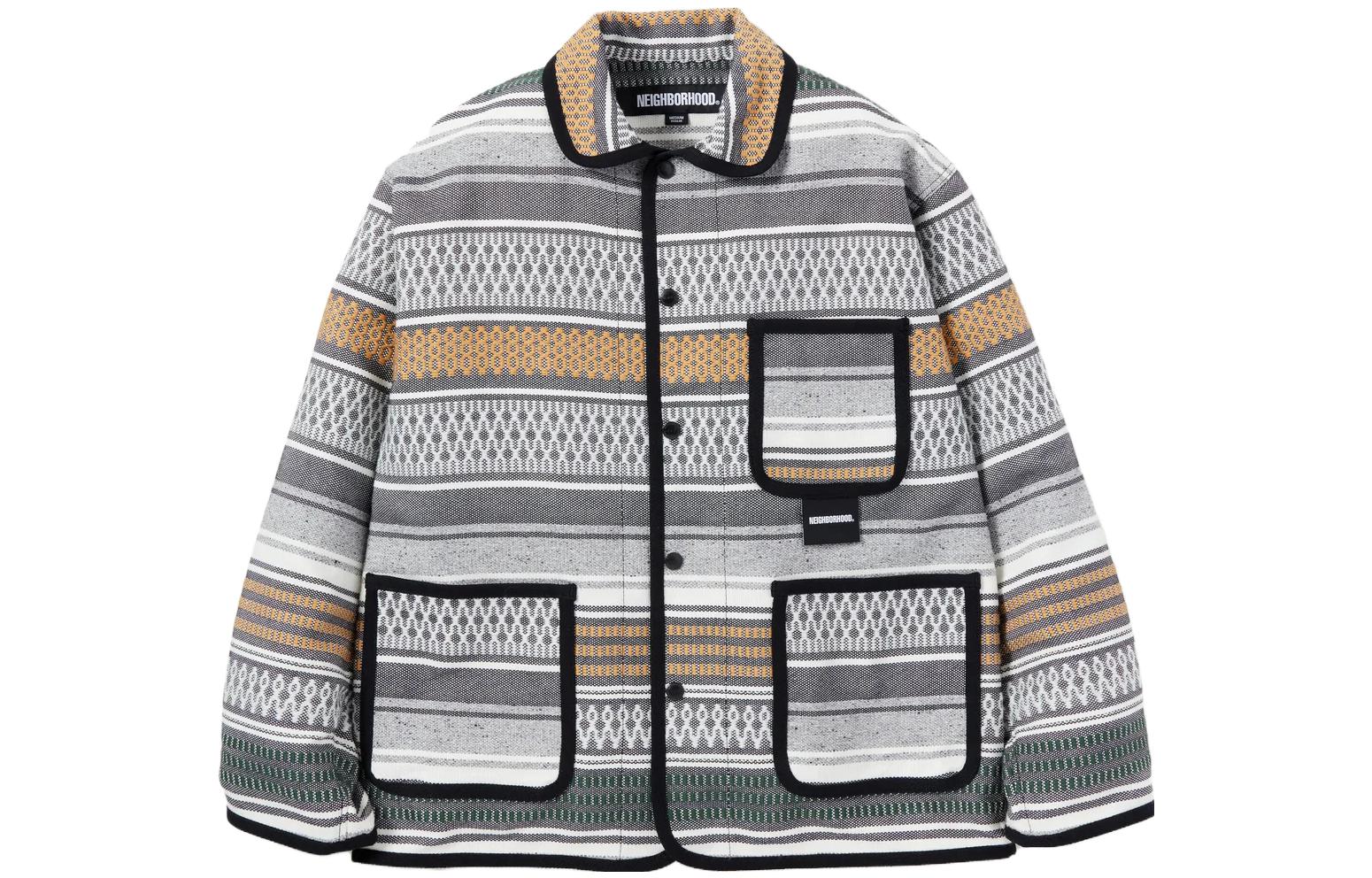 NBHD Grey Striped Single-Breasted Collar Long-Sleeve Jacket 231UTNH-JKM01