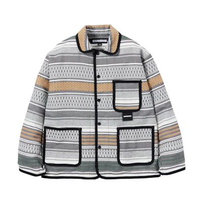 NBHD Grey Striped Single-Breasted Collar Long-Sleeve Jacket 231UTNH-JKM01