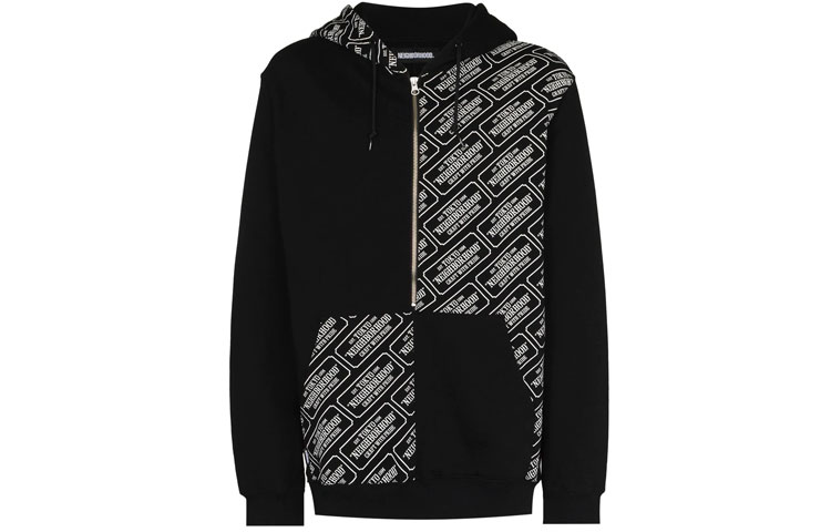 NBHD Letter Logo Zip-Up Hoodie Black Jacket 211UWNHCSM-03