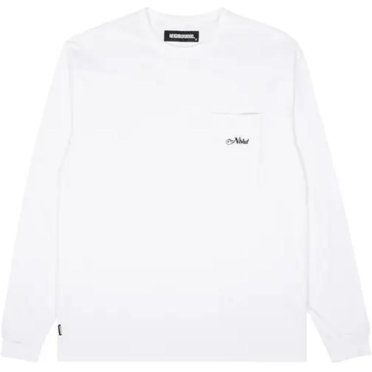 NEIGHBORHOOD Logo Print Crewneck Pullover Long Sleeve Sweatshirt White 212FPNH-CSM01-WHIT