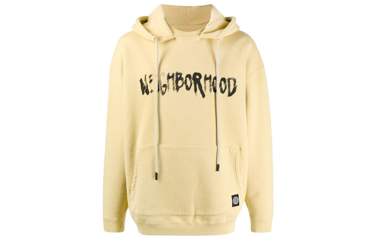 NBHD Logo Print Yellow Hoodie for Men 201FPNH-CSM14