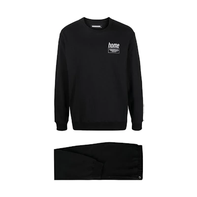 NBHD Logo Printed Sweatpants and Crewneck Sweatshirt Set 212UWNHCSM01BLACK