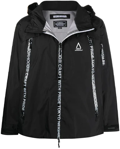 neighborhood-logo-tape-waterproof-zip-hoodie-jacket-men-black-192-tsnh-jkm-01