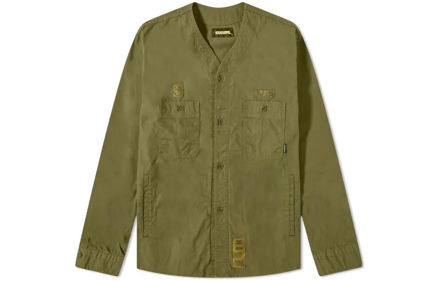 NBHD Olive Solid V-Neck Buttoned Jacket 221YTNH-SHM01-OD