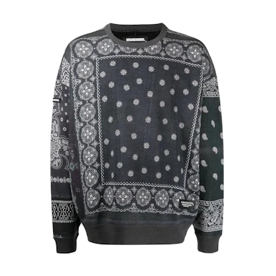 NBHD Paisley Print Crewneck Long Sleeve Sweatshirt Black () BANDANACH-OPPEDECCREWLSBLACK