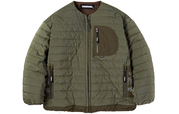 NBHD PUFF N-JKT Collarless Quilted Jacket Military Green 202TSNH-JKM08