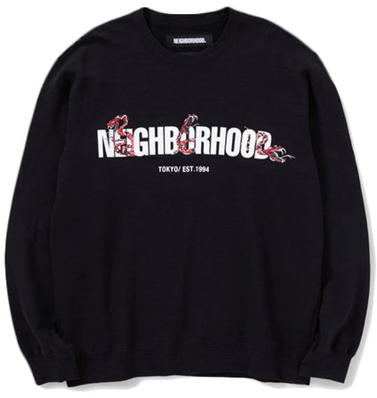 neighborhood-rattlesnake-logo-print-sweatshirt-black-201-fhnh-csm-01-bk