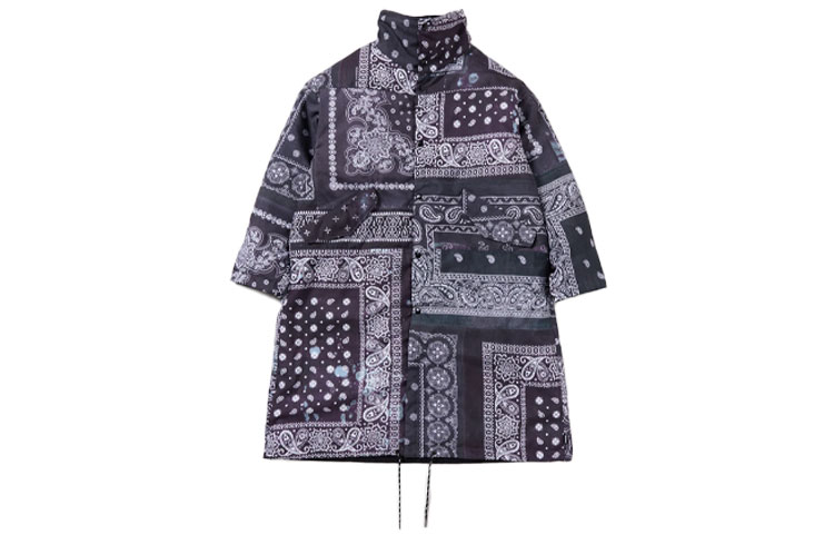 NBHD Reversible Logo Stand Collar Mid-Length Jacket Black 212SPNH-JKM01-BIK