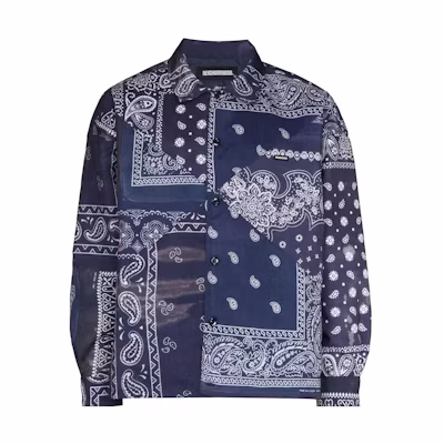 NBHD SS22 Bandana Patchwork Long Sleeve Jacket Navy Blue Shirt 212AQNH-SHM04NAVY