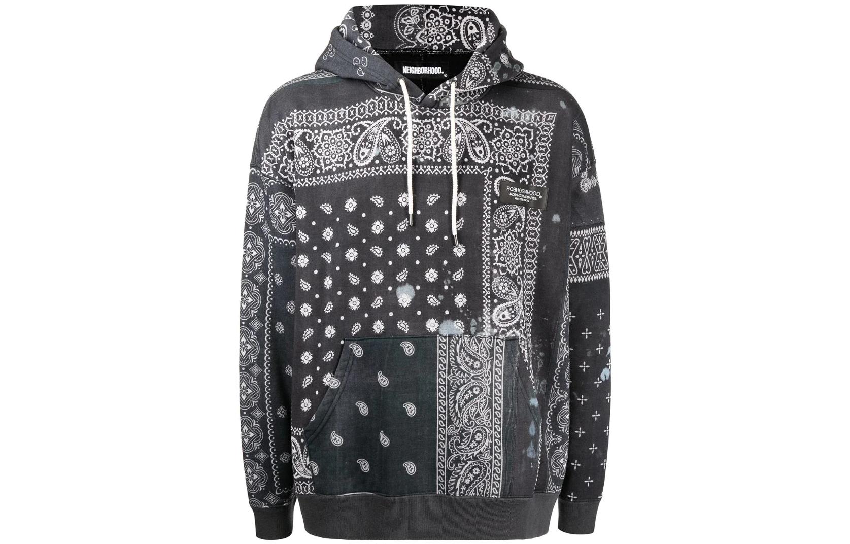 NBHD SS22 Bandana Print Pullover Hoodie Men’s Black BANDANACH-OPPEDECHOODEDLSBLACK