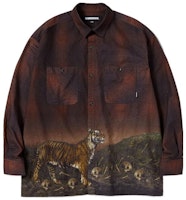 NEIGHBORHOOD SS22 Ink Tiger Print Long Sleeve Button-Up Shirt for Men 222BENH-SHM01 NEIGHBORHOOD SS22 Ink Tiger Print Long Sleeve Button-Up Shirt for Men 222BENH-SHM01