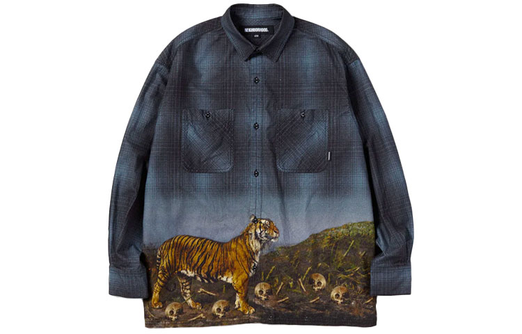 Order NEIGHBORHOOD SS22 男款墨虎印花长袖衬衫 222BENH-SHM01