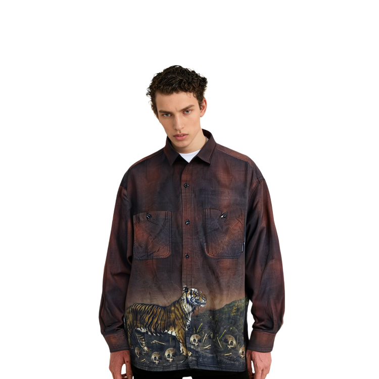 Sizing NEIGHBORHOOD SS22 男款墨虎印花长袖衬衫 222BENH-SHM01