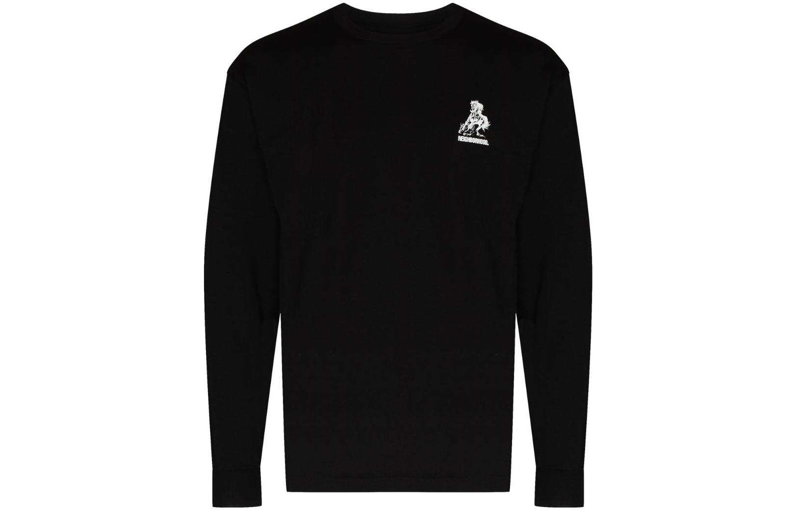 NEIGHBORHOOD SS22 Logo Print Crewneck Long Sleeve Sweatshirt Black Men 211PCODNCS02BLACK