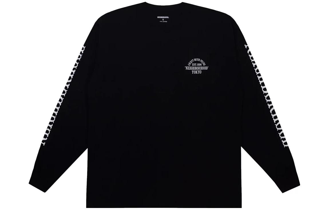NBHD SS23 Black Crewneck Sweatshirt with Letter Print 222PCNH-LT06-BLAC