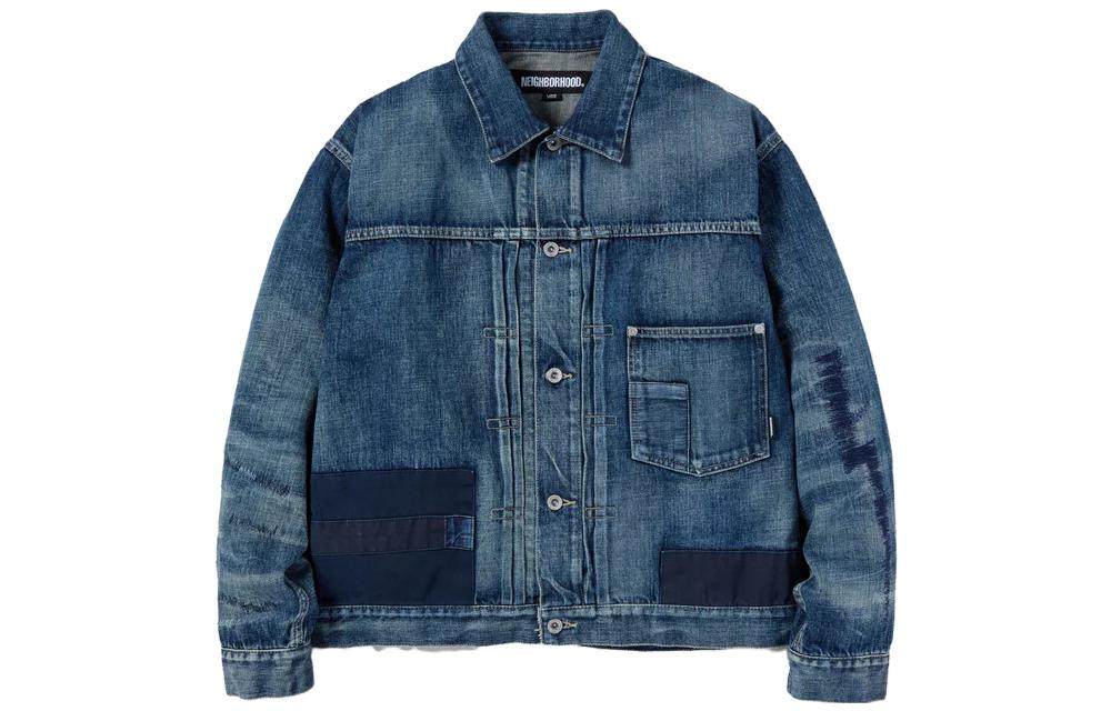 Shop NEIGHBORHOOD SS23野性牛仔夹克Type-1水洗做旧牛仔外套 231XBNH-JKM01
