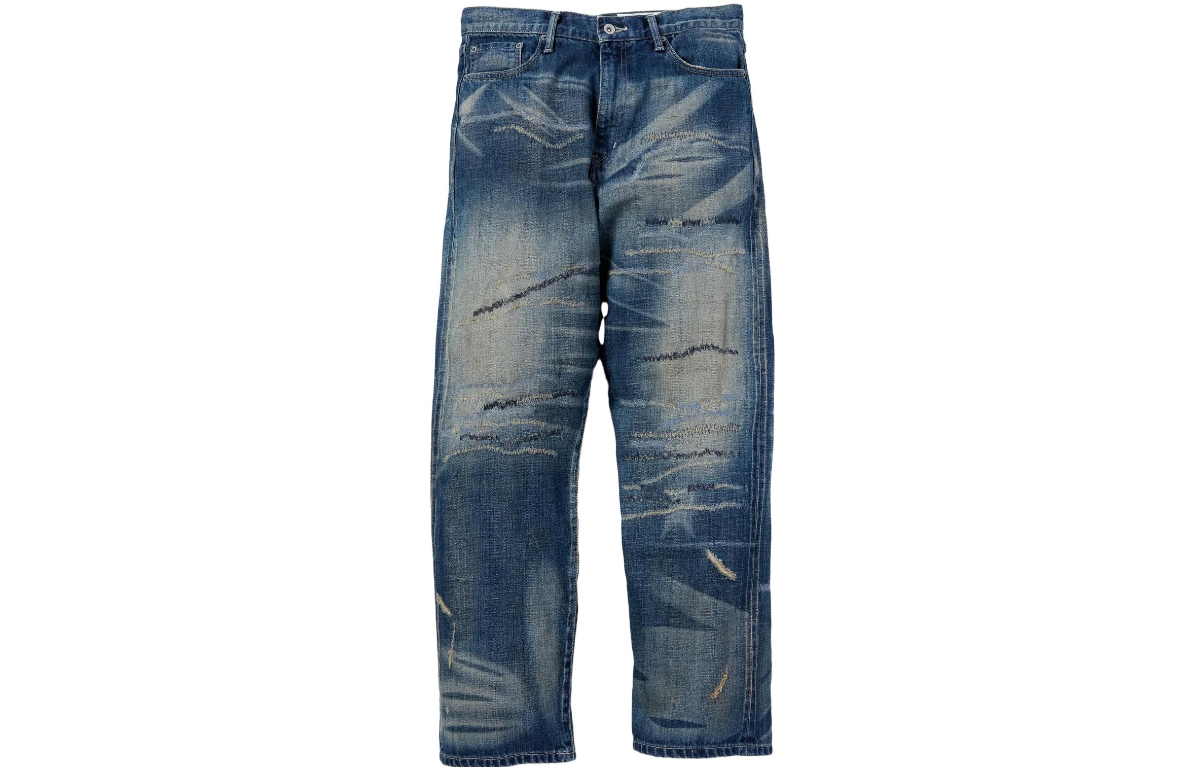 Order NEIGHBORHOOD SS23 Jeans Lurus Distressed Washed untuk Pria 231XBNH-PTM07