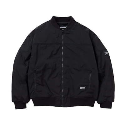 NBHD SS24 Black Solid Color Zip-Up Bomber Jacket for Men 241SPNH-JKM01S