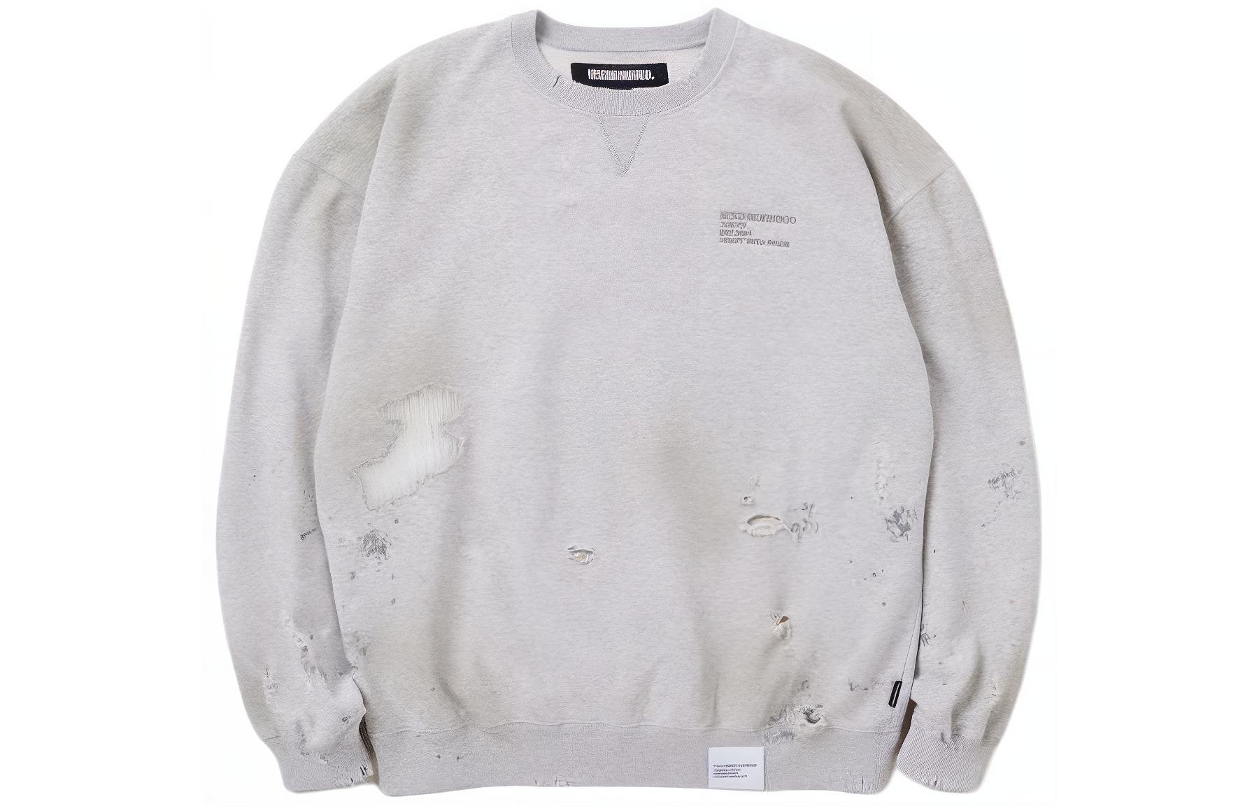 NEIGHBORHOOD SS24 Distressed Design Crewneck Sweatshirt Unisex 241OKNH-CSM01