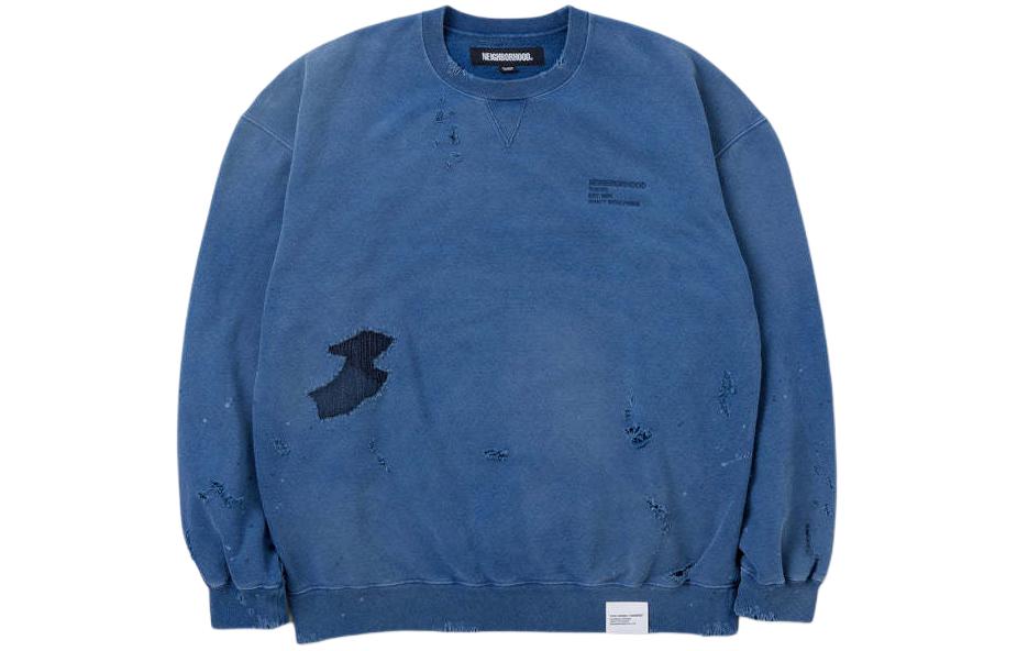 Order NEIGHBORHOOD SS24 Distressed Design Crewneck Sweatshirt Unisex 241OKNH-CSM01