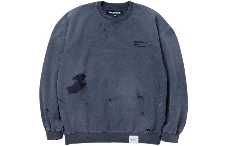 Details for NEIGHBORHOOD SS24 Distressed Design Crewneck Sweatshirt Unisex 241OKNH-CSM01