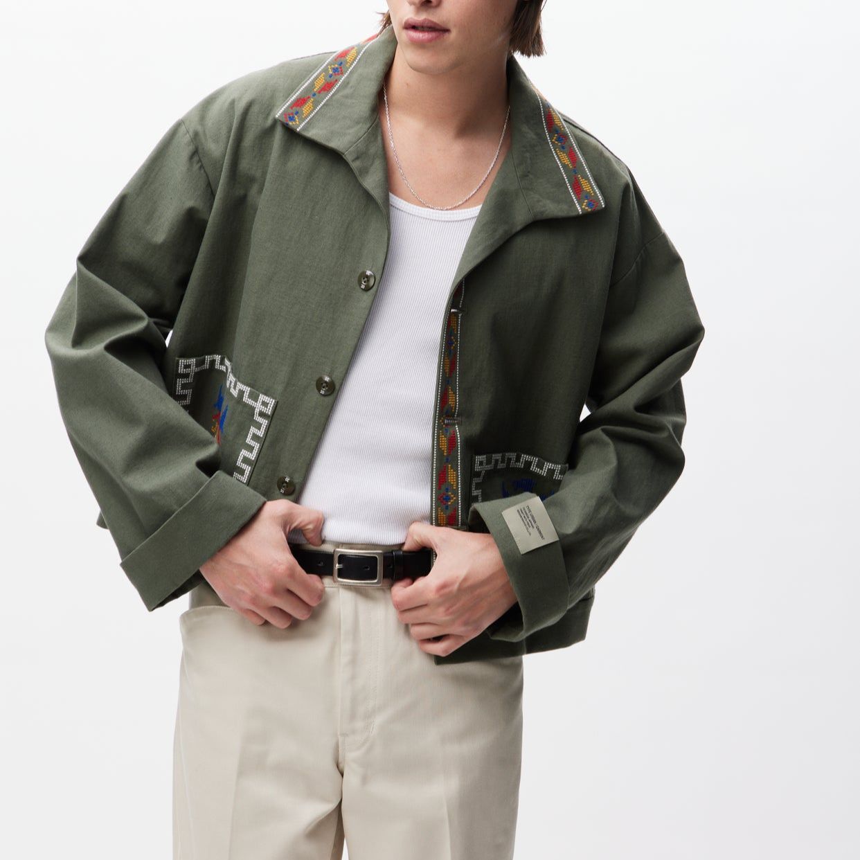 Details for NEIGHBORHOOD SS24 刺繡翻領扣襟外套 外套. 241AQNH-JKM04