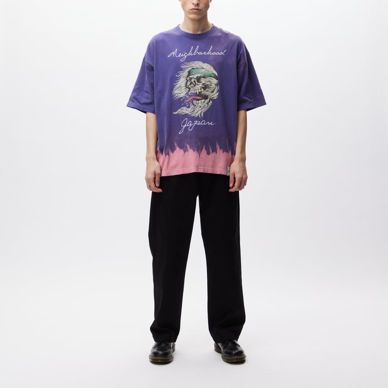 Lookbook ネイバーフッド SS24 グラデーションスカル クルーネック Tシャツ 半袖 241OKNH-CSM04