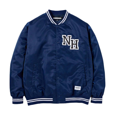 NBHD SS24 Lettered Pullover Button-Up Baseball Jacket 241TSNH-JKM04