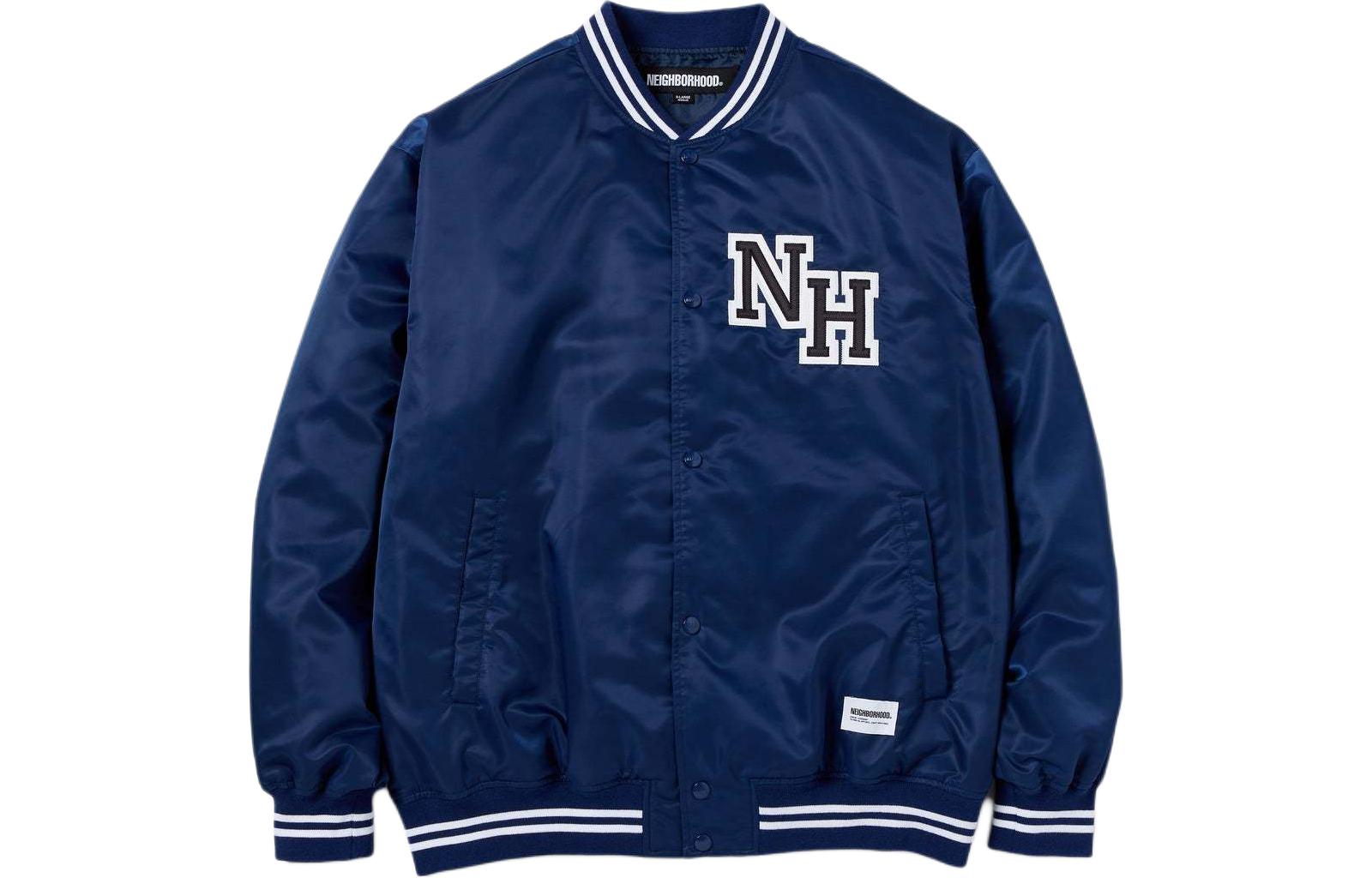 Shop NEIGHBORHOOD SS24 Jaket Baseball Lettered Pullover Kancing Depan. 241TSNH-JKM04