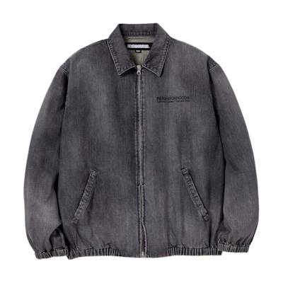 NBHD SS24 Washed Lettering Zip-Up Collared Jacket - Long Sleeve 241XBNH-JKM02