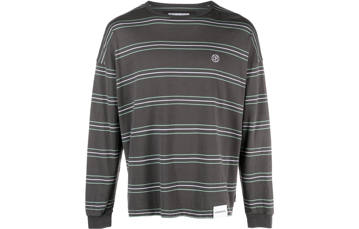 NBHD Striped Crewneck Pullover Sweatshirt Men’s Charcoal Gray 231FPNH-CSM07