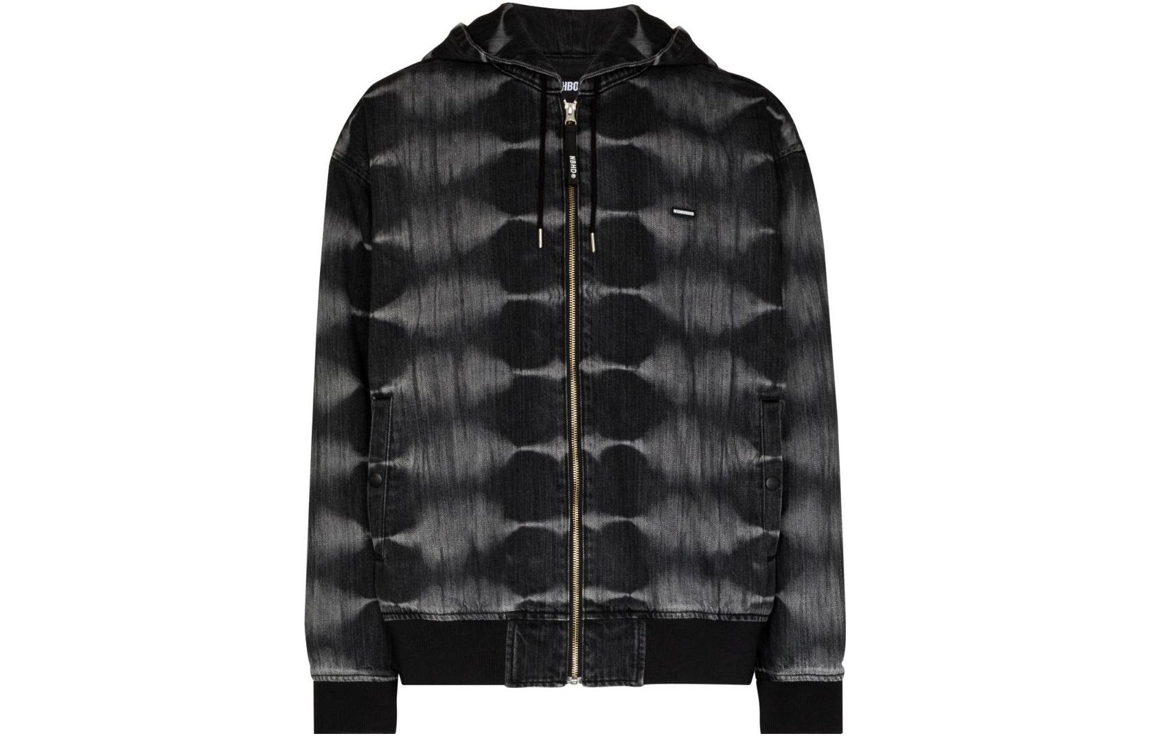 NBHD Tie-Dye Print Hoodie Jacket Unisex - Black 221YTNHJKM-04BLACK