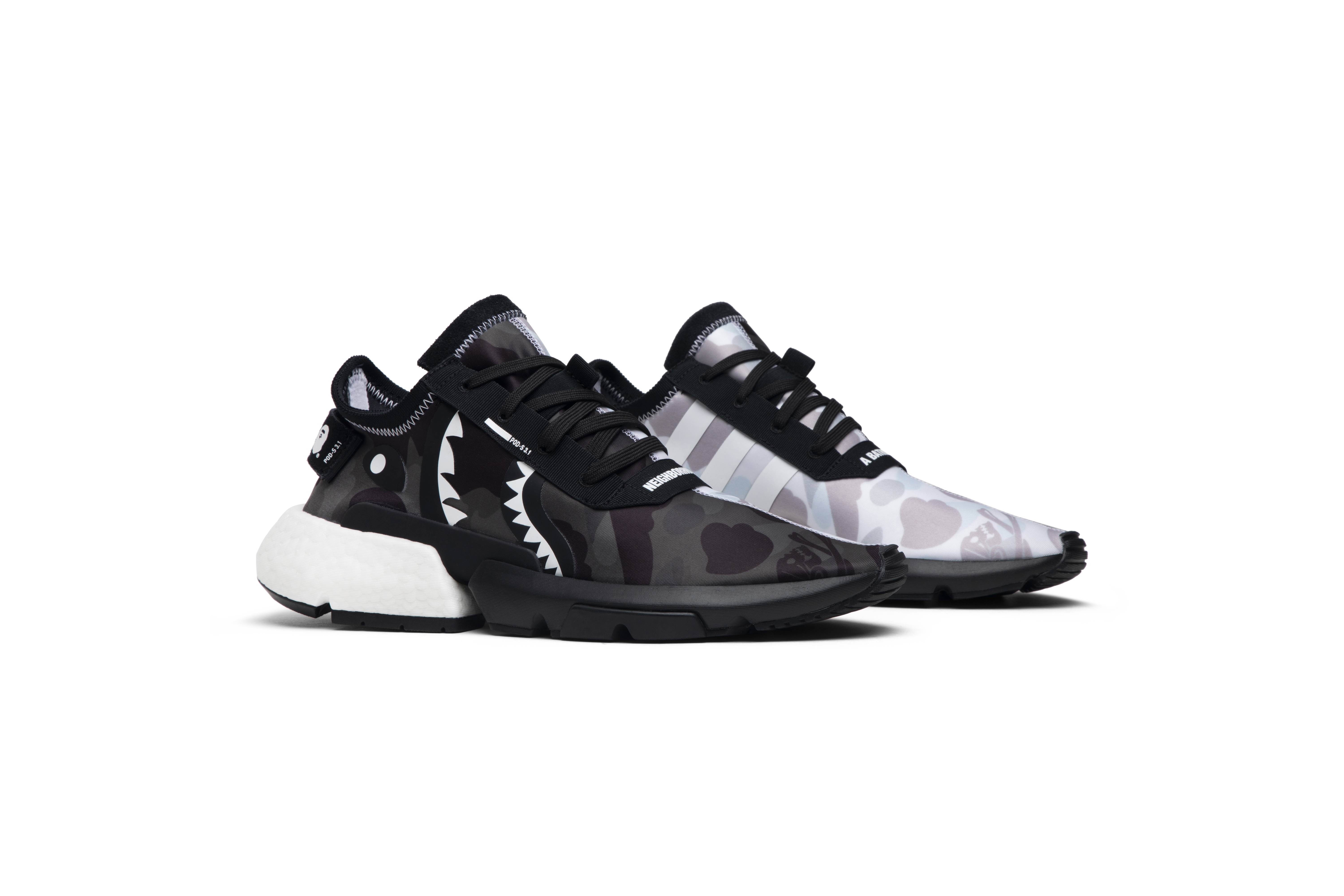 Cheap NEIGHBORHOOD x A Bathing Ape x adidas POD-S3.1 'Camo' Kolaborasi Sneakers EE9431