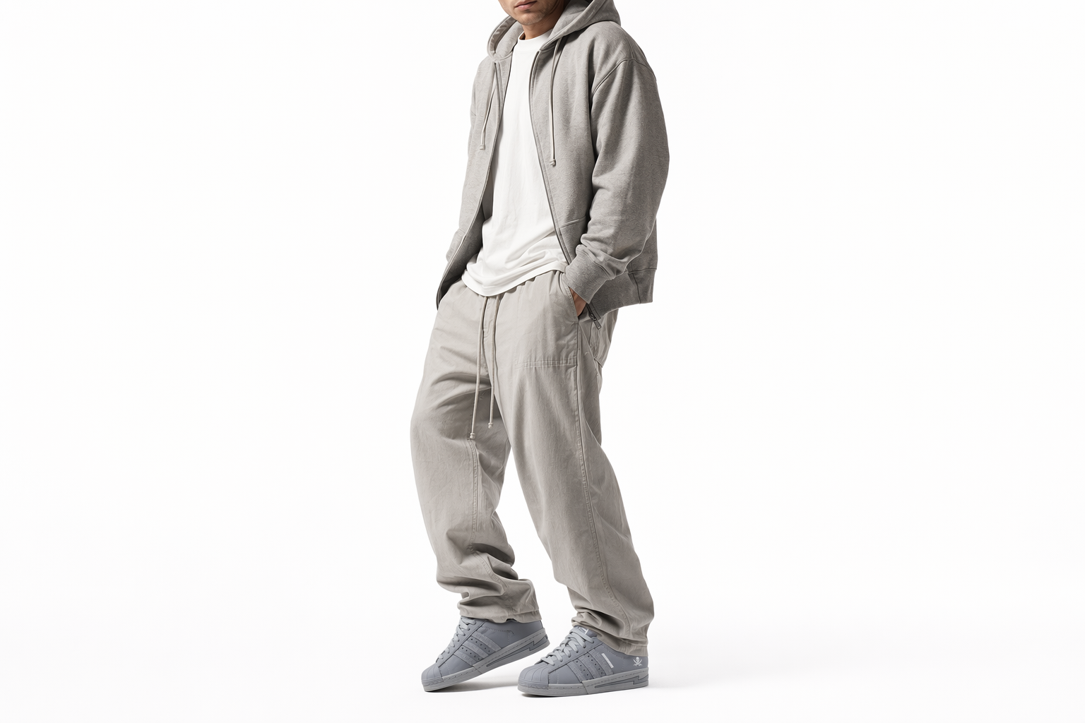 Order NEIGHBORHOOD x adidas originals SUPERSTAR 舒適緩震 抗滑耐磨 低筒 板鞋 男女款 灰色