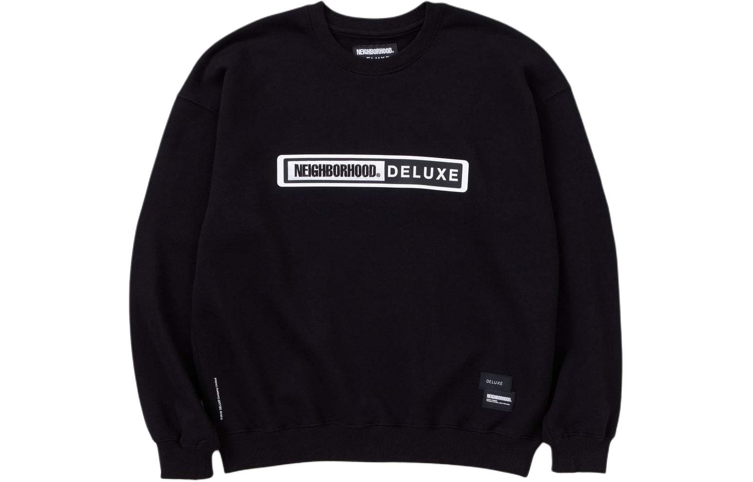 NEIGHBORHOOD x DELUXE Crewneck Lettered Pullover Long Sleeve Sweatshirt Mens. 23244DDN-CSM01S