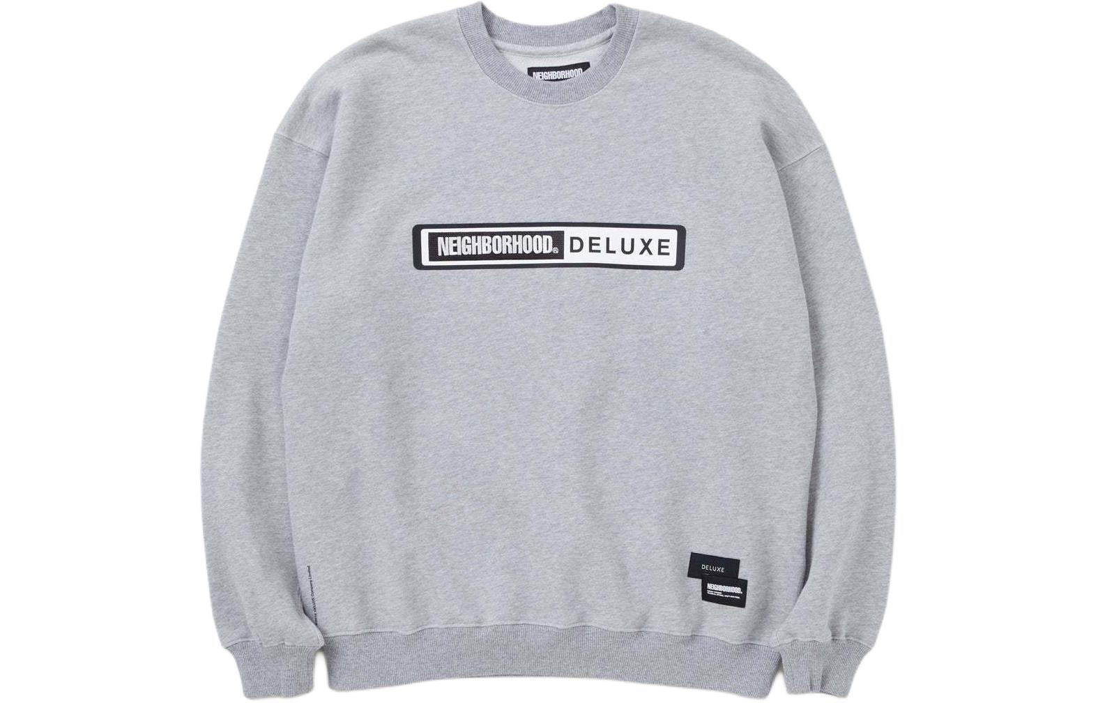 Shop NEIGHBORHOOD x DELUXE Crewneck Lettered Pullover Long Sleeve Sweatshirt Mens. 23244DDN-CSM01S