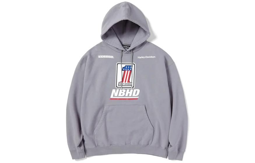 Order NEIGHBORHOOD x 哈雷戴维森联名灰色logo连帽衫 男女款休闲服 99576-23VX