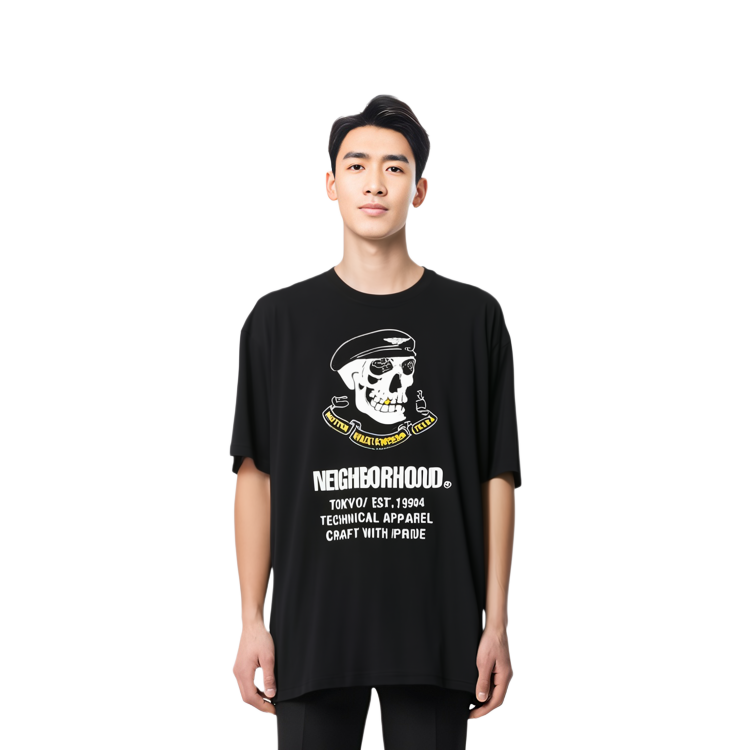 Details for NEIGHBORHOOD x Harley-Davidson Skull Graphic Tee FW22 Black  T-Shirt. 99567-23VM