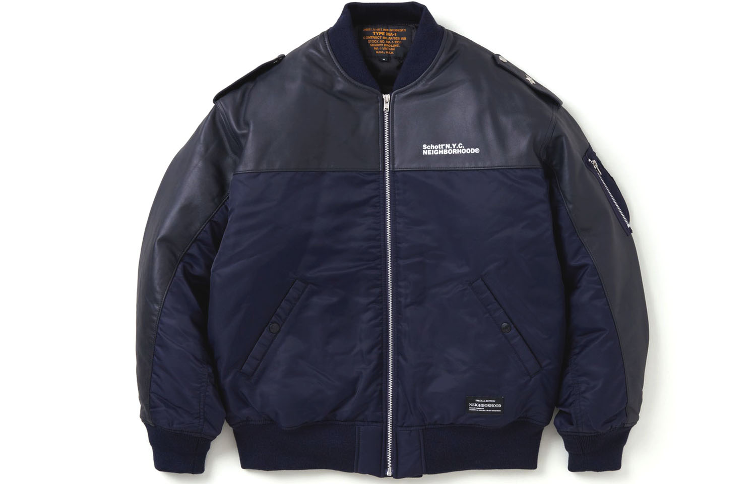 NEIGHBORHOOD x Schott Kostas FW23 Black Logo Flight Jacket Unisex 232USSHN-JKM02S