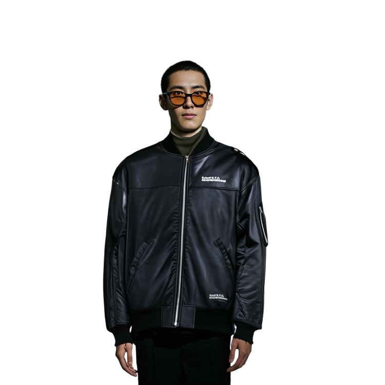 Shop NEIGHBORHOOD x Schott Kostas FW23 黑色标志飞行夹克 男女同款 232USSHN-JKM02S
