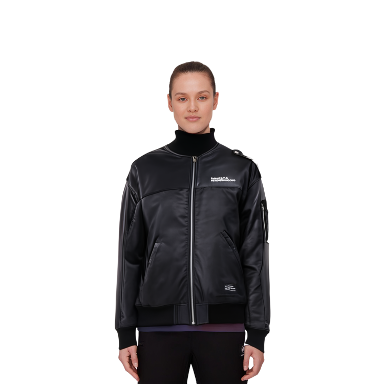 Details for NEIGHBORHOOD x Schott Kostas FW23 黑色标志飞行夹克 男女同款 232USSHN-JKM02S