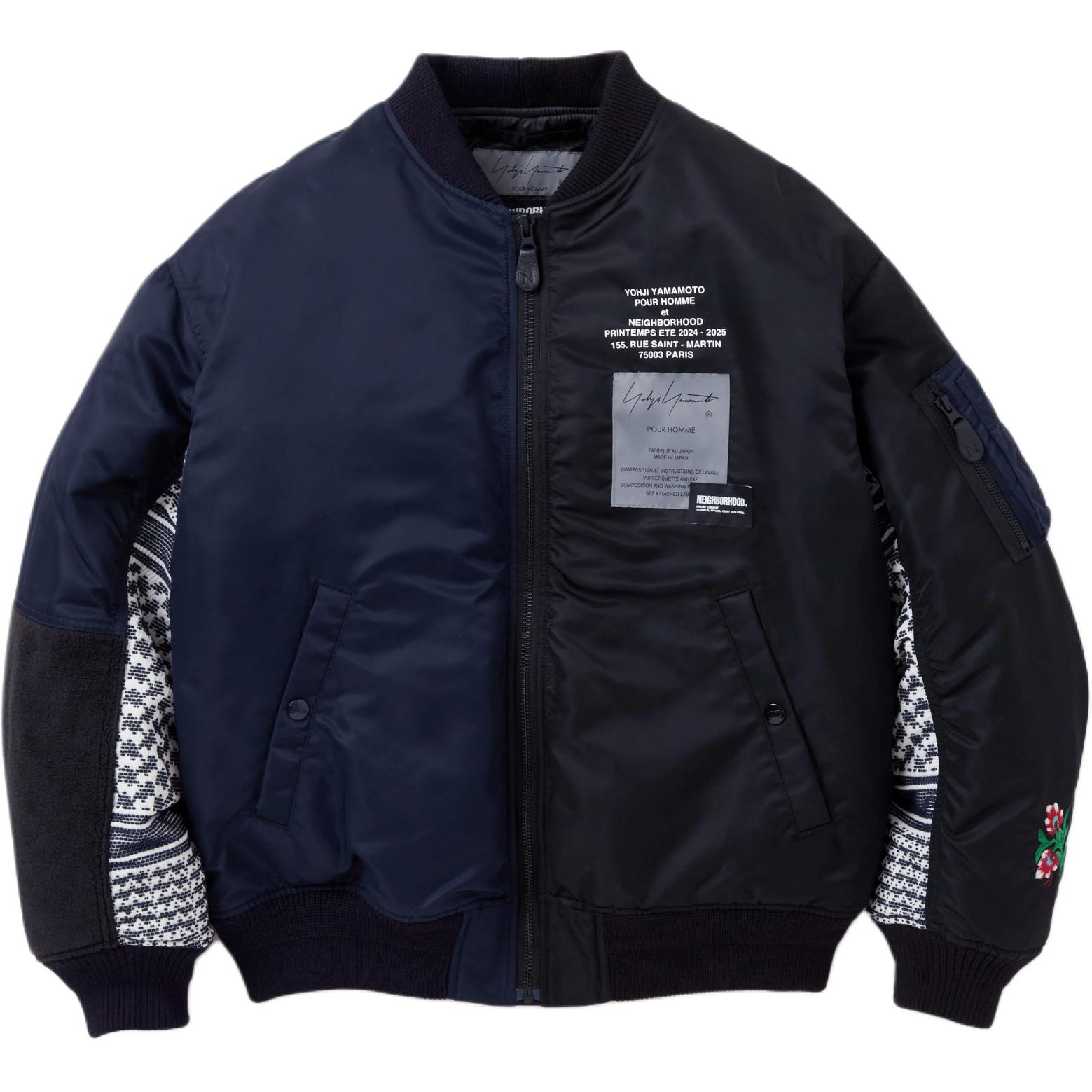 NEIGHBORHOOD x Yohji Yamamoto FW24 Patchwork Design Zip Jacket Unisex Black 242SPYYN-JKM01S