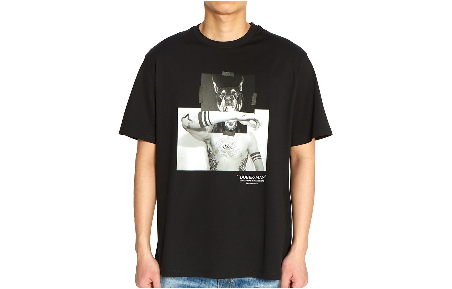 Neil Barrett  Black Graphic Print Slim-fit Crewneck T-Shirt PBJT690AN535S1874