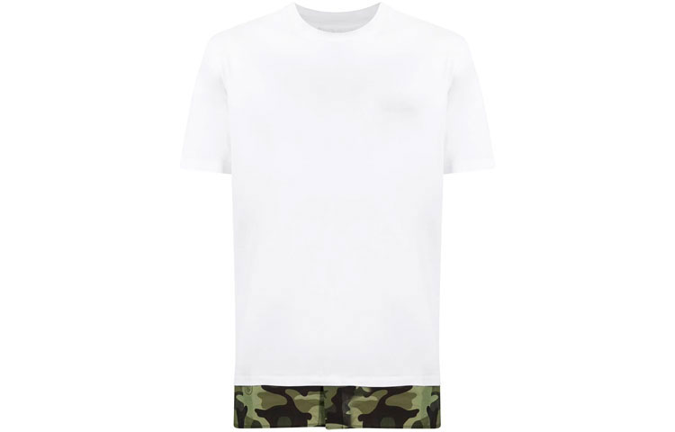 Neil Barrett  Camo Print Colorblock T-Shirt White PBJT837BP571S-2865