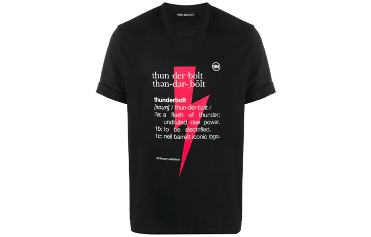 Neil Barrett  Contrast Lightning T-Shirt Black - Perfect Gift Idea PBJT897SQ514S1495