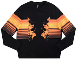 Neil Barrett Black Colorblock Stripe Print Crewneck Sweatshirt PBJS509SM543SIW-094 Neil Barrett Black Colorblock Stripe Print Crewneck Sweatshirt PBJS509SM543SIW-094