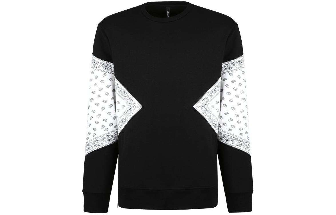 Neil Barrett Black Crewneck Pullover Patchwork Sweatshirt Long Sleeve PBJS346VG520C1122