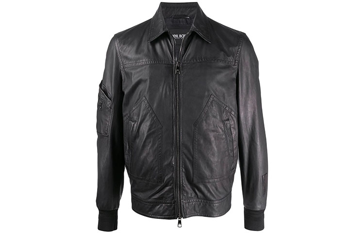 Neil Barrett Black Leather Zip Jacket PBPE629TN701T01