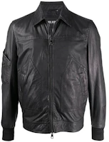 Neil Barrett Black Leather Zip Jacket PBPE629TN701T01 Neil Barrett Black Leather Zip Jacket PBPE629TN701T01