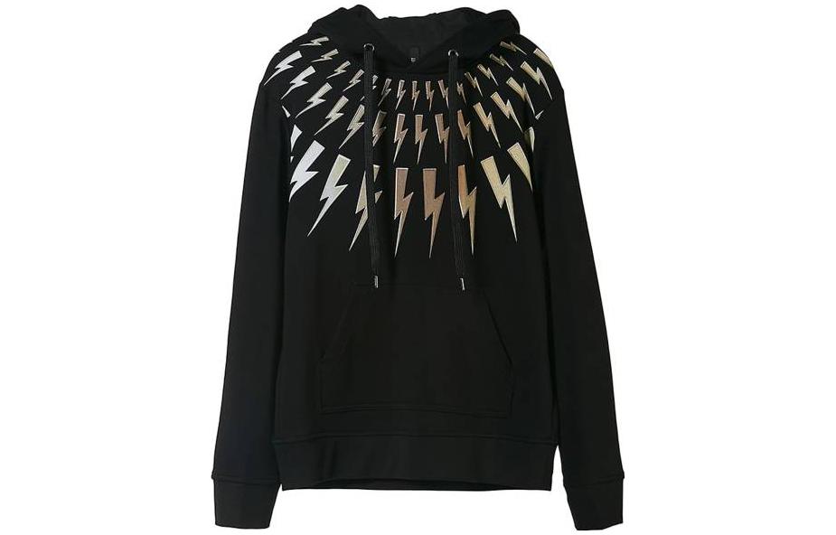 Neil Barrett Black Lightning Bolt Graphic Hoodie PBJS667SP562S-516